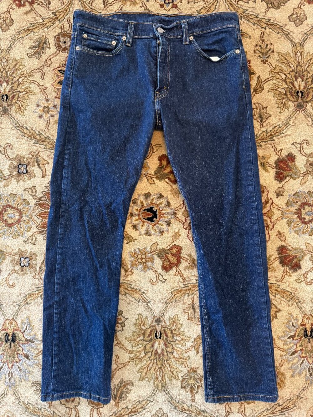 Share Levis 513 Slim Straight Denim Jeans Mens 33x30 Blue Dark Wash